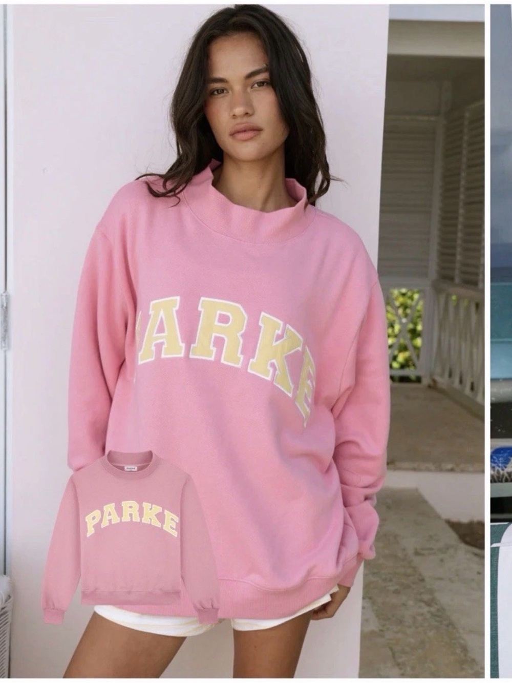 Authentic PARKE Heritage Varsity Mock Neck Starburst Conch Peel L/XL Summerland